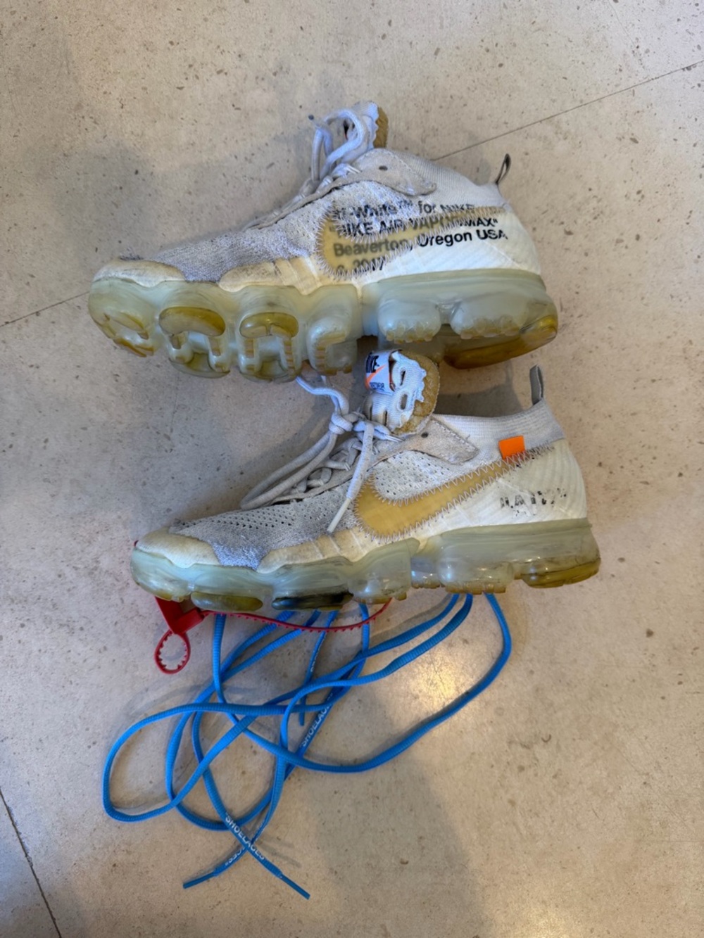 Off-White x Nike VaporMax Sneakers in White and Yellow